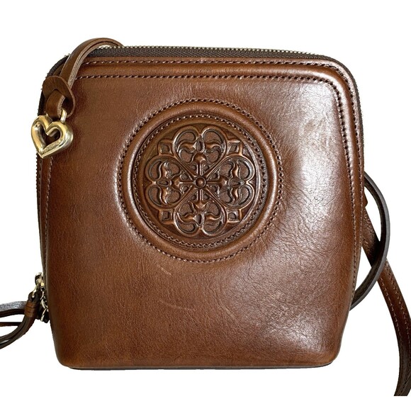 Rare BRIGHTON Ferrara Fina Mini Cross Body BROWN Smooth Leather F958871 - Picture 1 of 16